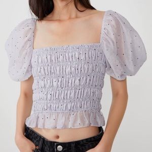💖NWT Zara lilac polka dot organza top XS